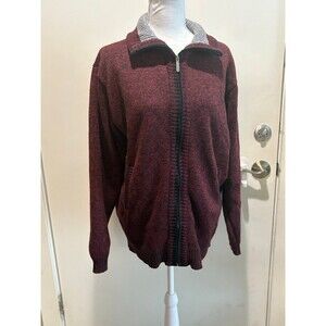 Yeokou Cashmere Blend Gray Lined Zippered Long Sleeve Sweater Jacket L